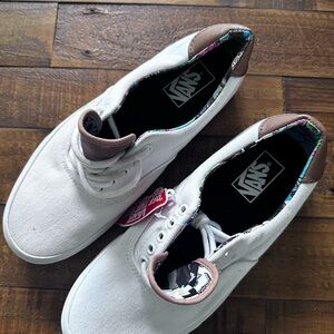 Vans White Sneakers with Brown and Colorful Accents